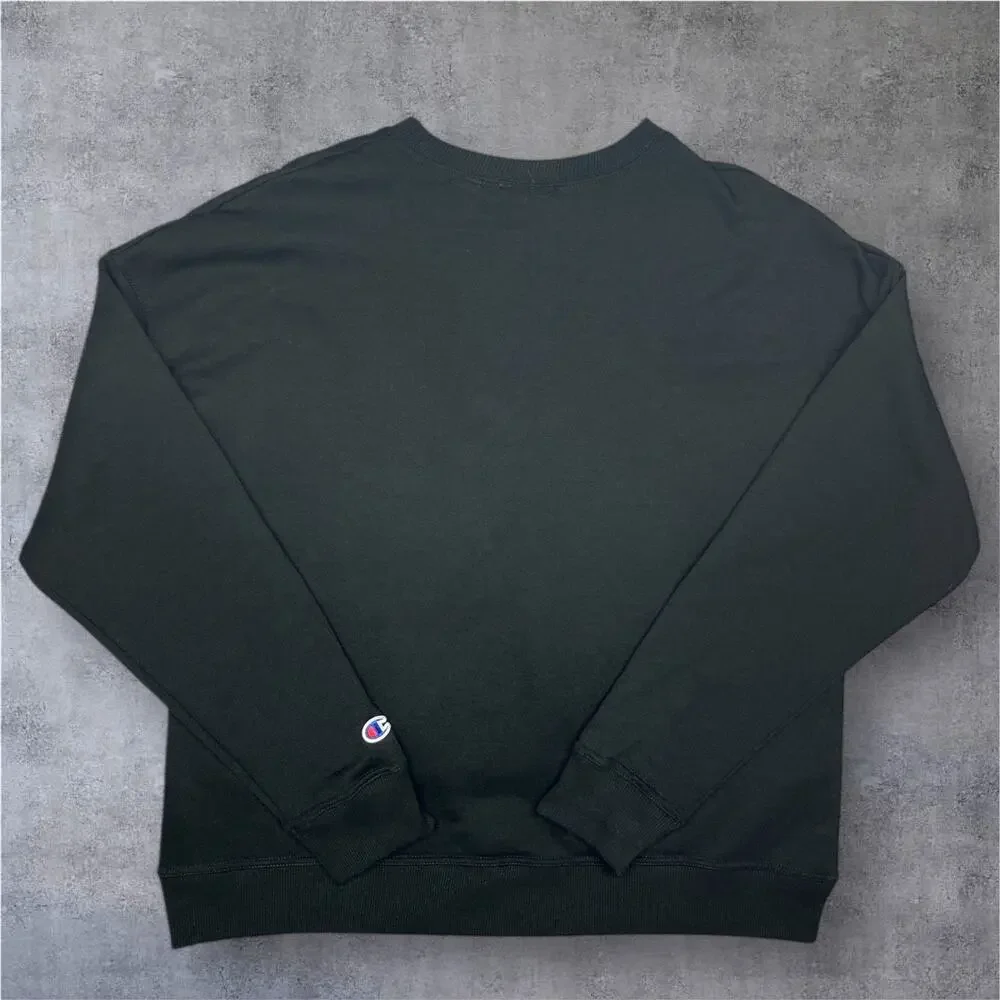 Champion Sweatshirt Women’s Size L Black Honduras Made Logo Chest & Sleeve